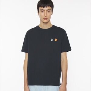 Men’s Maison Kitsune Fox Double Logo T-Shirt Anthracite Size XXL